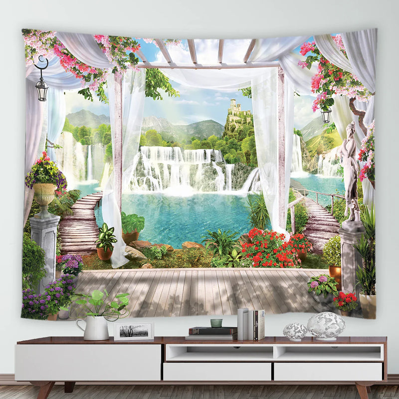 Tropical Ocean Hawaiian Landscape Tapestry for Axyaa Home Decor
