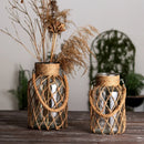 Axyaa Handwoven Hemp Rope Glass Vase - American Decorative Hydroponic Ornament