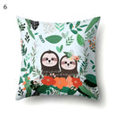 Sloth & Tropical Plants Printed Pillow Cover by Axyaa