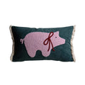 Axyaa Medieval Critter Embroidery Cushion Cover in Coffee Brown - 30x50cm