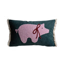 Axyaa Medieval Critter Embroidery Cushion Cover in Coffee Brown - 30x50cm