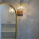 Axyaa Cube Glass LED Wall Lights - Walnut Wood Finish