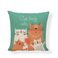 Axyaa Cartoon Cat Linen Cushion Cover - Home Decor Essential for Sofa, Living Room, or Bed