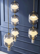 Axyaa LED Glass Pendant Lamp: Modern Designer Hanging Light for Living Room, Bedroom, Hotel