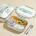 Axyaa Stainless Steel Thermal Lunch Box with Cutlery Set - 4/5 Grids, Microwave Safe
