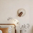 Axyaa Rotatable LED Wood Wall Sconce, Retro Stone Design, Stone Background, Indoor Room Decor