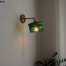 Axyaa Glass Copper LED Wall Sconce Pull Chain Switch Bedroom Living Room Light
