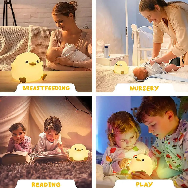 Axya Bean Duck Night Light: Touch Sensor Rechargeable Lamp for Bedroom and Living Room