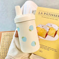 Axyaa Kawaii Strawberry Thermos Bottle Stainless Steel Insulated Straw Cup