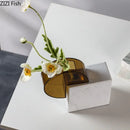 Axyaa Geometric Marble Vase: Creative Acrylic Flowers Display, Room Aesthetic Decor