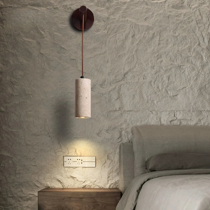 Axyaa LED Wall Light for Wabi Sabi Home Decor - Yellow Travertine Bedroom Design