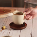 Axyaa 8oz Vintage Ins Style Beige Ceramic Mug Set with Wooden Tray & Coaster