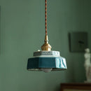 Axyaa Dark Green Ceramic Pendant Light Fixture Retro Hanging Lamp Home Decoration Lighting
