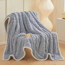 Axyaa Cartoon Bear Velvet Blanket: Soft Coral Fleece Throws for Sofa, Single/Double Size