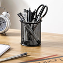 Axyaa Mesh Pencil Cup Pen Holder Black Metal Desktop Organizer