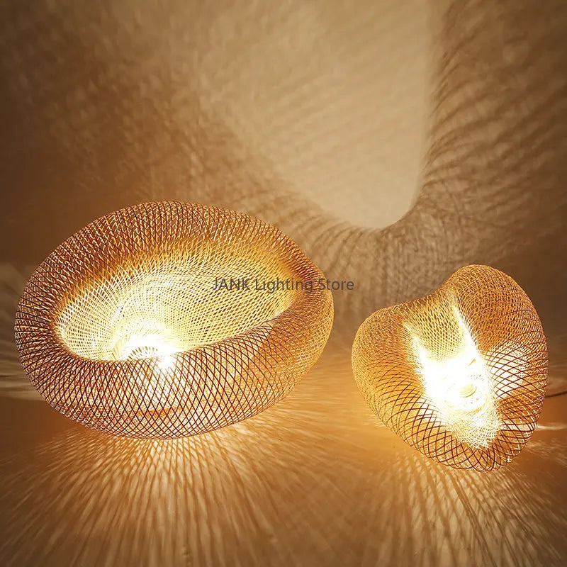 Axyaa Bamboo Wicker Suspension Lamp for Indoor Lighting