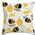 Axyaa Bee Happy Linen Square Pillowcase Sunshine Decor 50*50