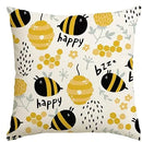 Axyaa Bee Happy Linen Square Pillowcase Sunshine Decor 50*50