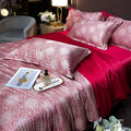 Axyaa Floral Silk Bedding Set Duvet Cover Sheet Pillowcase Luxury Soft Bedsheet