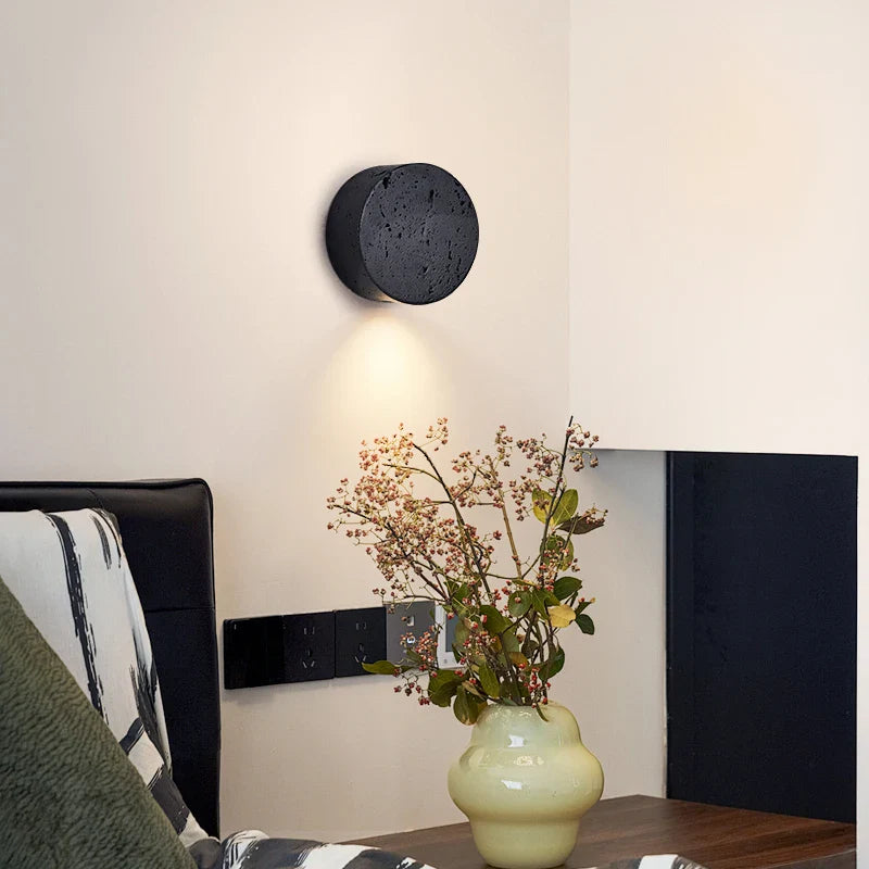 Axyaa Nordic Minimalism LED Wall Lamps - Black Travertine Bathroom Mirror Lights