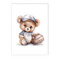 Axyaa Vintage Teddy Bear Sports Wall Art Print for Kids Room
