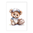Axyaa Vintage Teddy Bear Sports Wall Art Print for Kids Room