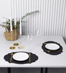 Axyaa PU Placemat Set Luxury Table Pad Set, Black Pink Green Place Mat for Dining Table