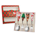 Axyaa Christmas Spoon Fork Set 2/4Pcs, Festive Dessert Fruit Fork, Santa Elk Doll Spoon