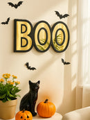 Axyaa BOO Shape Acrylic Wall Mirror, Black & Gold Spooky Aesthetic Decor for Home & Party