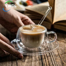 Axya Double Wall Glass Espresso Set with Spoon, Dish & Handle - 180/250ml