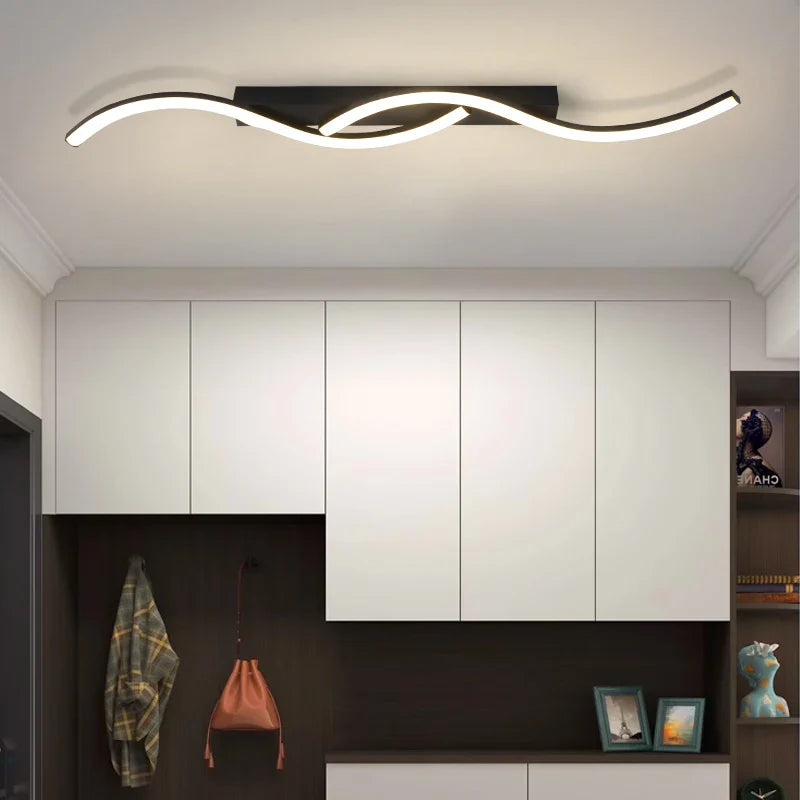 Axyaa Black Aluminum LED Ceiling Light for Modern Minimalist Home Interiors.