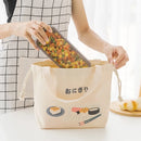 Axyaa Canvas Thermal Lunch Bag for Women & Children: Japanese Style Bento Box Thermo Pouch & Food Container