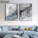 Islamic Bismillah Alhamdulillah Blue Gray Gold Marble Canvas Wall Art by Axyaa