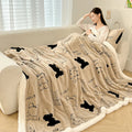 Axyaa Bear Printed Fleece Blanket Set - Warm Sofa Throw & Pillow Cases