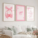 Pink Bow Watercolor Prints - Axyaa 3-Piece Set