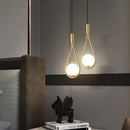 Axyaa Gold lron LED Pendant Lamp with Glass Ball Water Drops for Bedroom Lighting