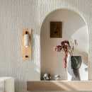 Axyaa LED Wooden Wall Light with Pull Chain Switch for Bedroom, Yellow Travertine Wood