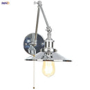 Axyaa Industrial Lens Vintage Loft Wall Lamp with Swing Arms and Pull Chain Switch