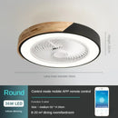 Axyaa Bladeless Remote Control Wood LED Ceiling Fan-Light, Modern Low Profile Square/Round Design