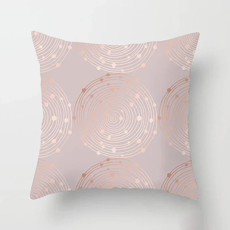 Axyaa Pink Geometric Print Decor Pillow Cover for Modern Luxury Home