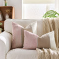 Cream Tan Two Tone Striped Pillow Cover for Home Sofa Couch Living Room by Axyaa