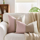 Cream Tan Two Tone Striped Pillow Cover for Home Sofa Couch Living Room by Axyaa