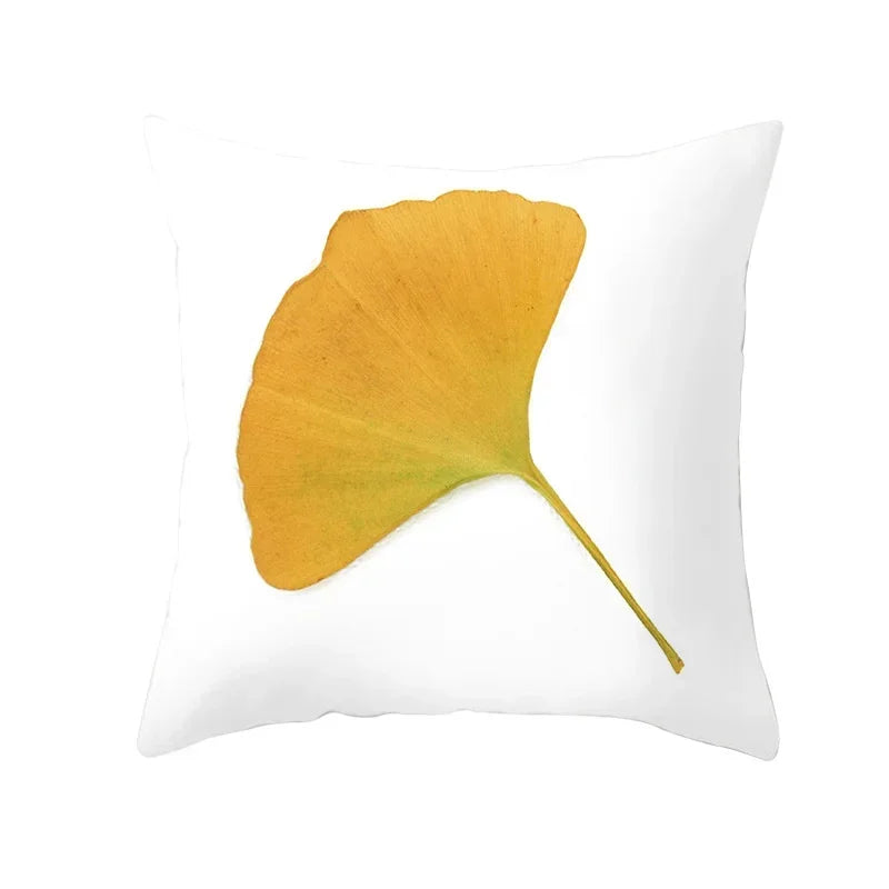 Axyaa Autumn Maple Leaves Pillow Cases with Fresh Print Flower Plant Custom Polyester Cover