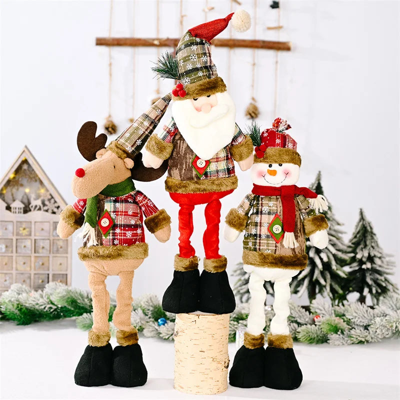 Axyaa Christmas Doll Ornaments Santa Snowman Elk Flexible Decor Xmas Gift