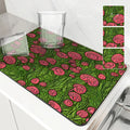 Axyaa Plant Leaf Kitchen Absorbent Draining Mat - Quick Dry Dish Drying Mat