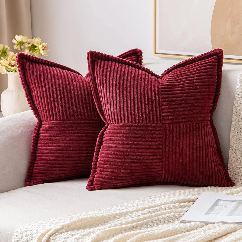 Luxury Cream White Corduroy Cushion Cover 45x45 - Axyaa Signature Collection
