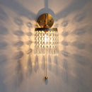 Axyaa Crystal LED Wall Sconce: Modern Nordic Pull Chain Brass Bathroom Light