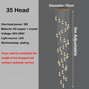 Axyaa Crystal Brass Chandelier for Modern Villa Stair, LED Pendant Lights for Home Decor