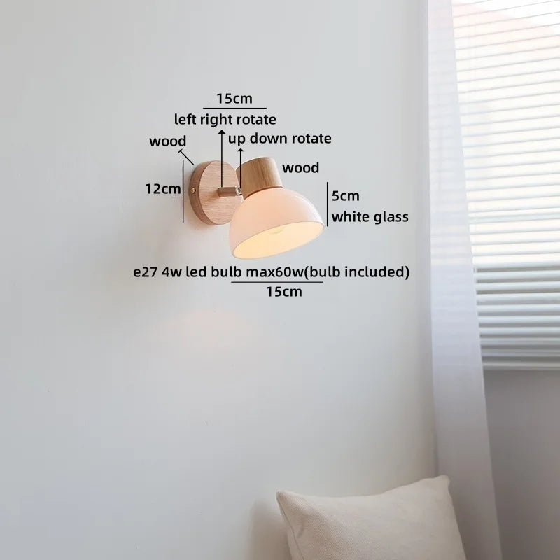 Axyaa Nordic LED Wall Sconce, Rotating White Ceramic Light for Home Decor