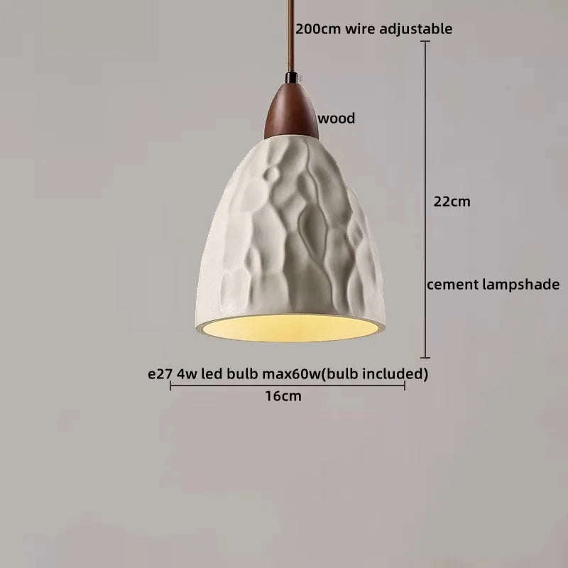 Axyaa LED Pendant Lights Modern Style Cement Wood Hanging Lamp